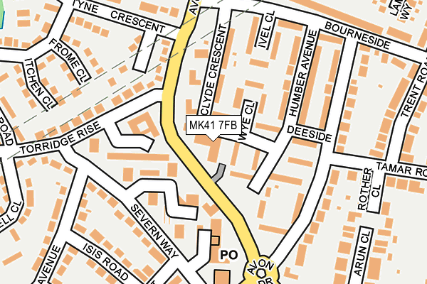 MK41 7FB map - OS OpenMap – Local (Ordnance Survey)