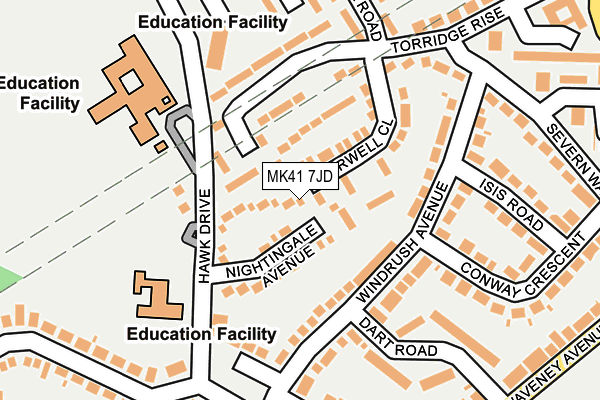 MK41 7JD map - OS OpenMap – Local (Ordnance Survey)