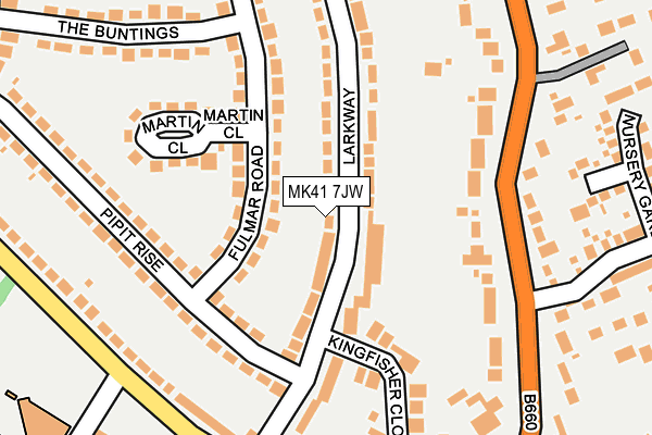 MK41 7JW map - OS OpenMap – Local (Ordnance Survey)