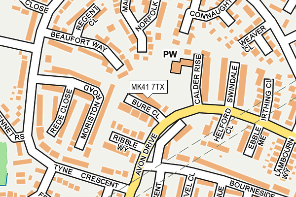 MK41 7TX map - OS OpenMap – Local (Ordnance Survey)