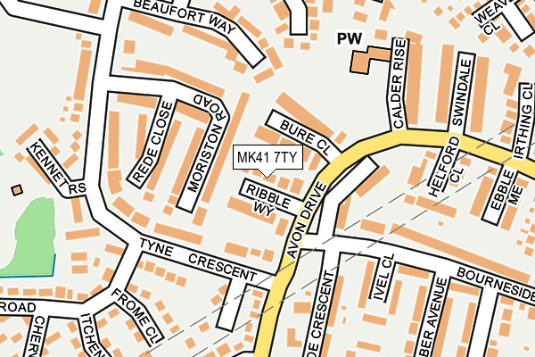 MK41 7TY map - OS OpenMap – Local (Ordnance Survey)