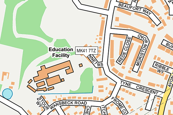 MK41 7TZ map - OS OpenMap – Local (Ordnance Survey)