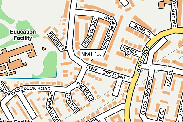 MK41 7UJ map - OS OpenMap – Local (Ordnance Survey)