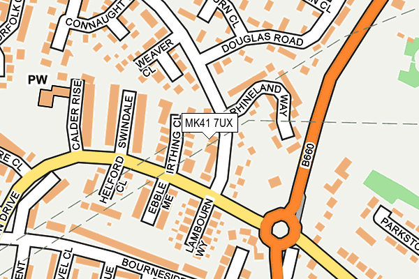 MK41 7UX map - OS OpenMap – Local (Ordnance Survey)