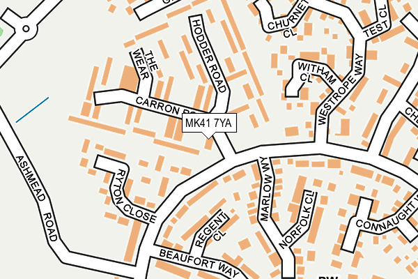 MK41 7YA map - OS OpenMap – Local (Ordnance Survey)