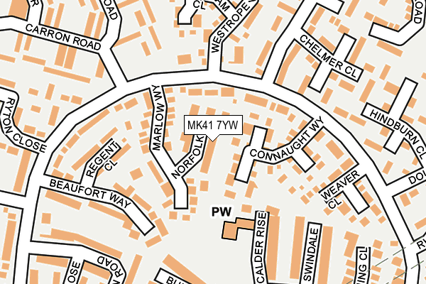 MK41 7YW map - OS OpenMap – Local (Ordnance Survey)