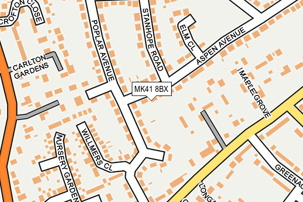 MK41 8BX map - OS OpenMap – Local (Ordnance Survey)