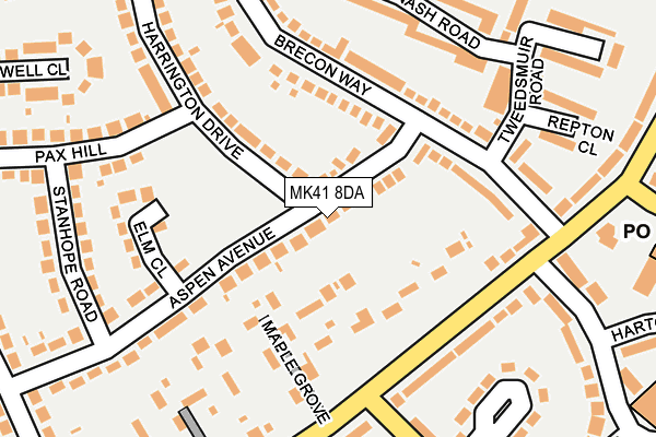 MK41 8DA map - OS OpenMap – Local (Ordnance Survey)