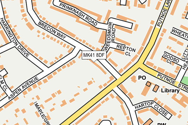 MK41 8DF map - OS OpenMap – Local (Ordnance Survey)