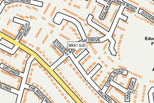 MK41 8JD map - OS OpenMap – Local (Ordnance Survey)