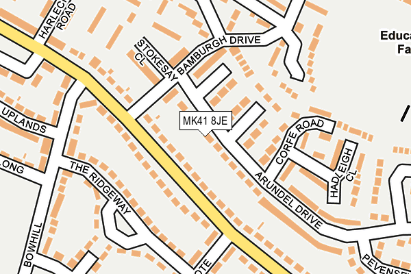 MK41 8JE map - OS OpenMap – Local (Ordnance Survey)