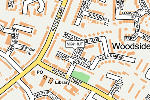 MK41 8JT map - OS OpenMap – Local (Ordnance Survey)