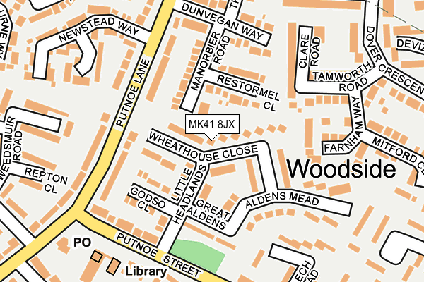 MK41 8JX map - OS OpenMap – Local (Ordnance Survey)