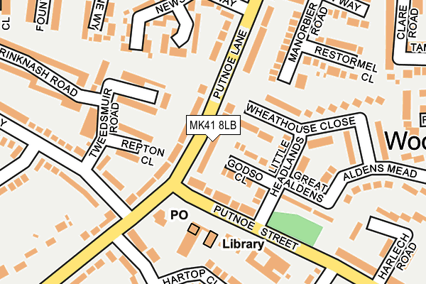 MK41 8LB map - OS OpenMap – Local (Ordnance Survey)