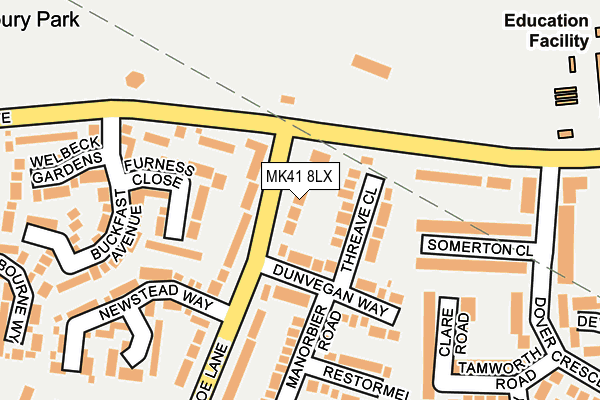 MK41 8LX map - OS OpenMap – Local (Ordnance Survey)