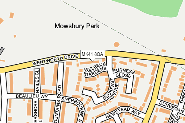 MK41 8QA map - OS OpenMap – Local (Ordnance Survey)