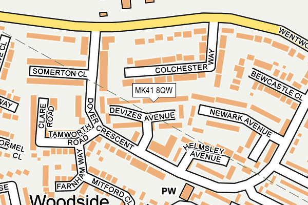 MK41 8QW map - OS OpenMap – Local (Ordnance Survey)