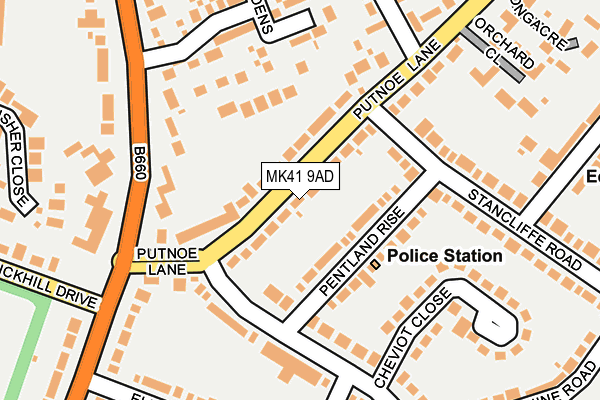 MK41 9AD map - OS OpenMap – Local (Ordnance Survey)