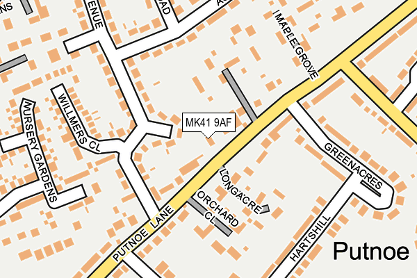 MK41 9AF map - OS OpenMap – Local (Ordnance Survey)