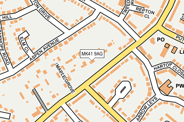 MK41 9AG map - OS OpenMap – Local (Ordnance Survey)