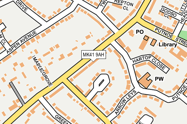 MK41 9AH map - OS OpenMap – Local (Ordnance Survey)