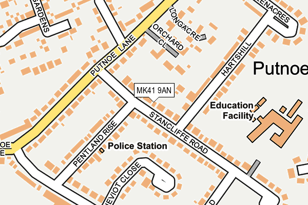 MK41 9AN map - OS OpenMap – Local (Ordnance Survey)