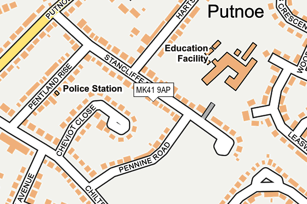 MK41 9AP map - OS OpenMap – Local (Ordnance Survey)