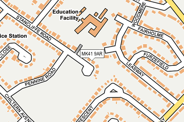 MK41 9AR map - OS OpenMap – Local (Ordnance Survey)