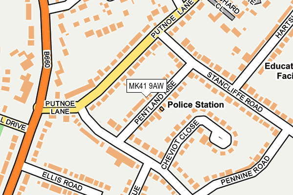 MK41 9AW map - OS OpenMap – Local (Ordnance Survey)