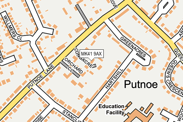 MK41 9AX map - OS OpenMap – Local (Ordnance Survey)