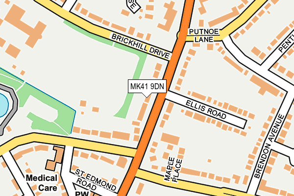 MK41 9DN map - OS OpenMap – Local (Ordnance Survey)