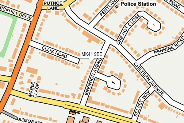 MK41 9EE map - OS OpenMap – Local (Ordnance Survey)