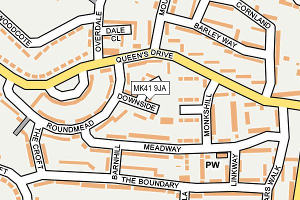 MK41 9JA map - OS OpenMap – Local (Ordnance Survey)