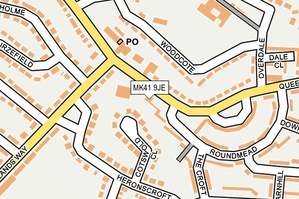 MK41 9JE map - OS OpenMap – Local (Ordnance Survey)