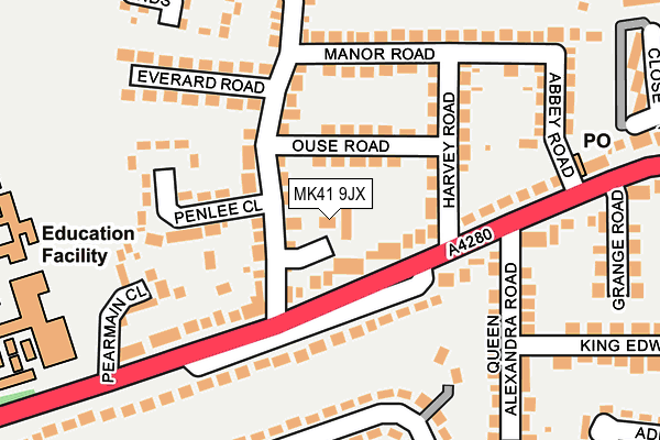 MK41 9JX map - OS OpenMap – Local (Ordnance Survey)