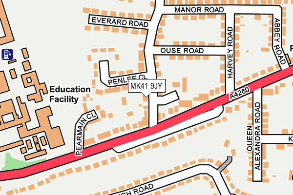 MK41 9JY map - OS OpenMap – Local (Ordnance Survey)