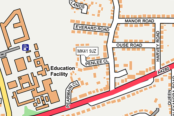 MK41 9JZ map - OS OpenMap – Local (Ordnance Survey)