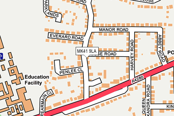 MK41 9LA map - OS OpenMap – Local (Ordnance Survey)