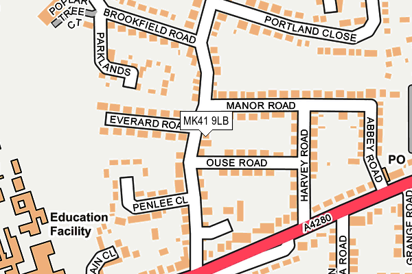 MK41 9LB map - OS OpenMap – Local (Ordnance Survey)