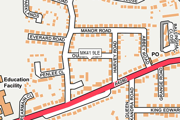 MK41 9LE map - OS OpenMap – Local (Ordnance Survey)