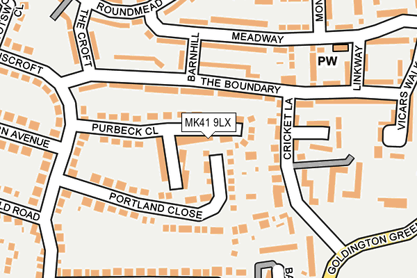 MK41 9LX map - OS OpenMap – Local (Ordnance Survey)