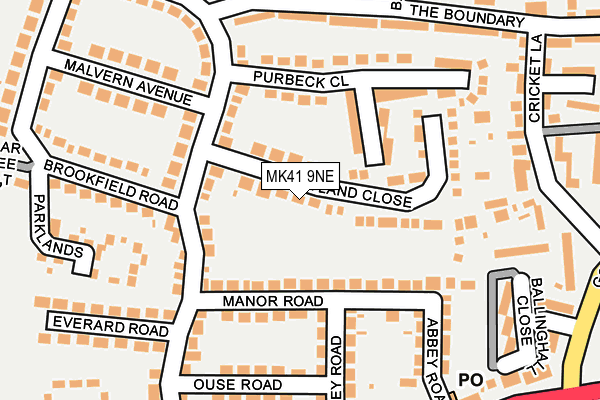 MK41 9NE map - OS OpenMap – Local (Ordnance Survey)