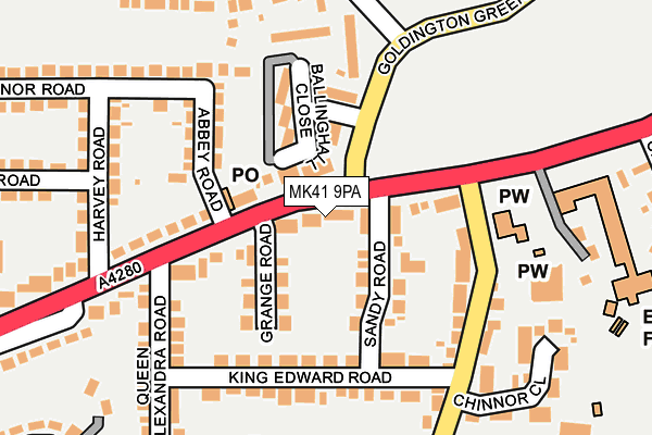 MK41 9PA map - OS OpenMap – Local (Ordnance Survey)