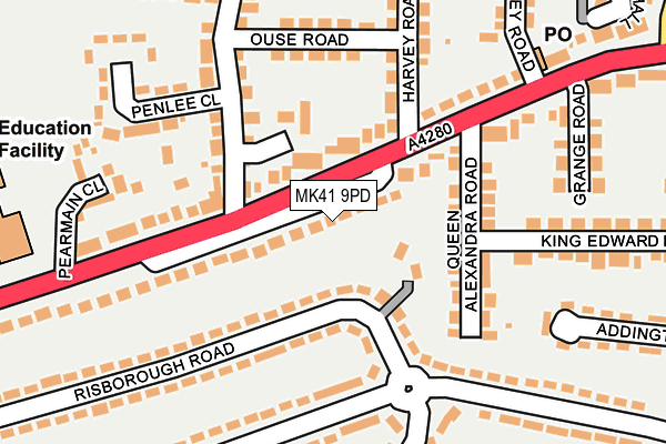 MK41 9PD map - OS OpenMap – Local (Ordnance Survey)