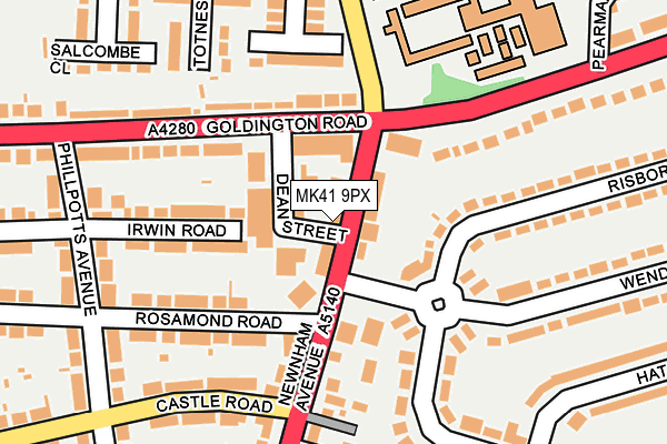 MK41 9PX map - OS OpenMap – Local (Ordnance Survey)