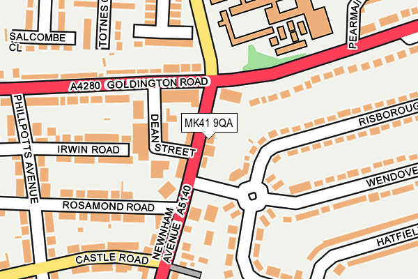 MK41 9QA map - OS OpenMap – Local (Ordnance Survey)