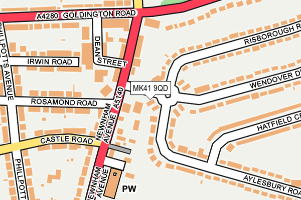 MK41 9QD map - OS OpenMap – Local (Ordnance Survey)