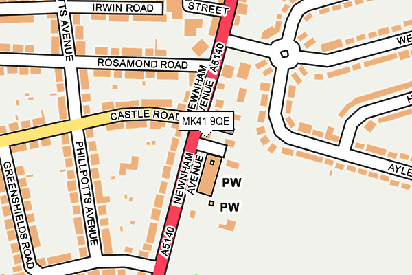 MK41 9QE map - OS OpenMap – Local (Ordnance Survey)