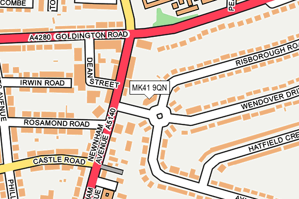MK41 9QN map - OS OpenMap – Local (Ordnance Survey)