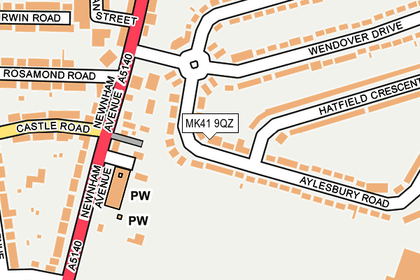 MK41 9QZ map - OS OpenMap – Local (Ordnance Survey)